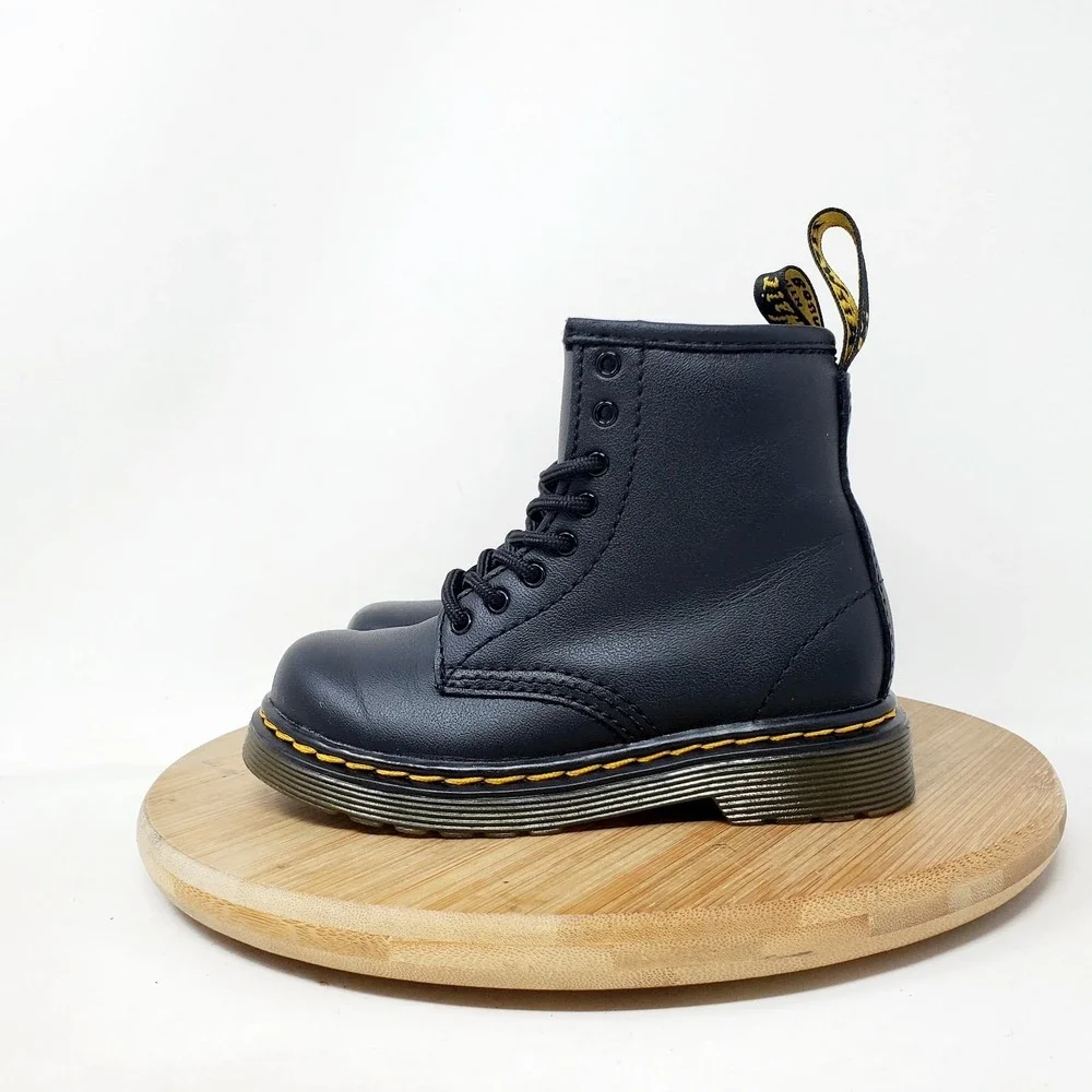 Dr Martens 1460 Boots Kids 8 Toddler Black Lace Up 8 Eye Little Boys Girls Shoes